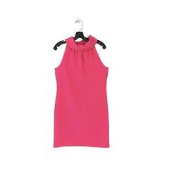 Sail to Sable Roll Neck Sleeveless Back Button Hot Pink Small Stretch Old Money
