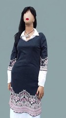 Ivko Multicolored Elegant Retro Patterned V-neck Midi Dress Size 36