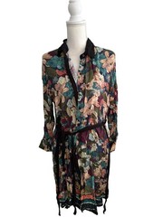 ZARA Basic Floral Long Sleeve Belted Dress Size Large