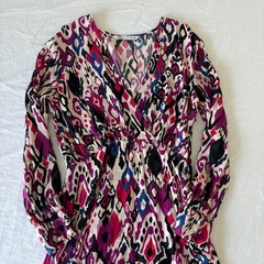 Zara Womens Multicolor Surplice Neck Geometric Print Hi Low Mini Dress Size M