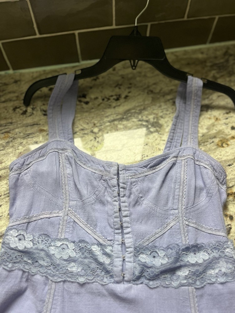 Free People Intimately Dress Size Small Periwinkle With Lace Trim Hook & Eye