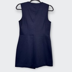 New WILLOW & WIND Navy Blue V-Neck Mini Vest Dress S Gold Button Preppy Classic