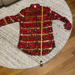 Creative Creations Christmas Sequin & Beaded Silk Shirt-Dress Jacket Lg Rare