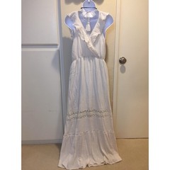 Boho Style White Maxi Dress, Festival Season, Size Medium