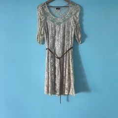 Deb Vintage Floral Lace Dress 1X Mesh Stretch Whimsy Western Boho Flower Child