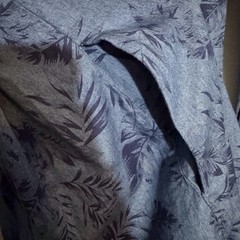 ModCloth Medium Blue Chambray Tropical Leaf Shirt Dress Cotton Button Up Pockets