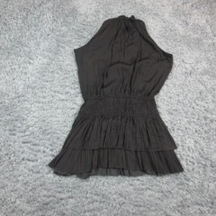 Rielle Dress Womens Large Black High Neck Tiered Ruffle Chiffon Fit & Flare NWT