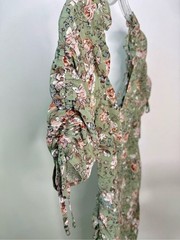 Altar&rsquo;d State Olive Green Floral Mini Dress with Puff Sleeves