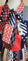 Unique colorful graphic GRANNY CHIC/CHURCH CHIC/GEEK pleated midi dress US L new