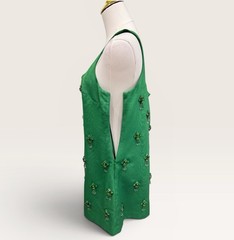 Antonio Melani The Nat Note Leonor Moire Sleeveless Jeweled Mini Dress Green SZ8