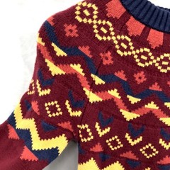 MODCLOTH Fair Isle cozy commitment sweater dress burgundy geometric knit S