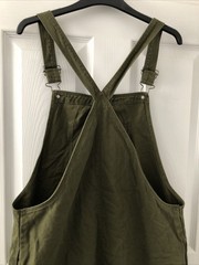 LADIES – Khaki Green Denim Dungaree Pinafore Dress – TU – Size 14 – BX113