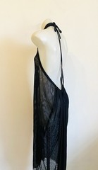 KIRRILY JOHNSTON Black Mesh Drawstring Halter Dress 1 8 -10 Great Pre-Loved