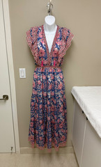 NEW! BELL by Alicia Bell Phoebe Maxi Dress Pink Blue V Neck Size XS $372
