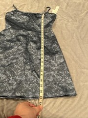 Maria Bianca Nero Dress Size Medium Blue Floral Spaghetti Strap Vintage Prom