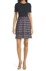 TED BAKER Rosesan metallic tweedy boucle mockable A-line dress day work mod 3 12