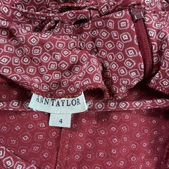 Ann Taylor Seamed Flare Midi Dress Size 4 Geometric Tile Pattern Red