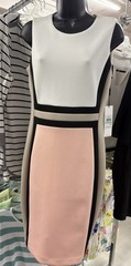 Calvin Klein Colorblock Scuba Sheath Dress Size 8 NWT Peach Black White