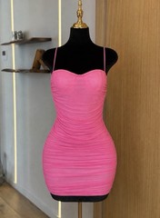 Superdown Pink Barbiecore Ruched Bodycon Mini Dress | It Girl Muse