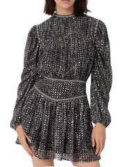 NWT Maje Remix Dress Sz 38 M Black Silver SEQUINS Whimsigoth Puff Sleeve Armour
