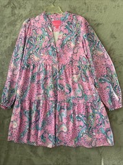 Lilly Pulitzer Winona Stretch Dress Medium Lightweight Lileeze Tiered Lined