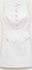 J.CREW White Sleeveless Straight Neck Sheath Mini Dress Buttons Pockets Lined 8
