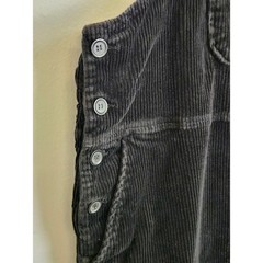 Monki Black Corduroy Overall Midi Dress Size Small Button Side Pinafore