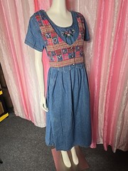 Casual Corner Vintage Floral Patchwork Cottagecore Vest Denim Dress Size 12