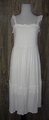 Maurices Women&rsquo;s Sz Medium White Textured Lined Ruffle Slv Dress Beach Boho