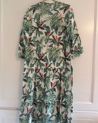 Large New J. McLaughlin Cunningham Green Tropical VNeck Maxi Dress Ruffle Hem