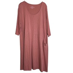 Pure Jill Easy Knit Seamed Dress Petite Large Pink Cotton Modal Elbow Sleeve