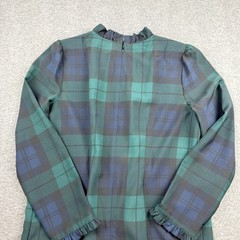 J.Crew Plaid Shift Dress Women&rsquo;s 2 Green Black Watch Ruffle Neck Long Sleeve