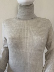 Peter Millar Plaid 100% Merino Wool Turtleneck Sweater Dress Gray& white US S