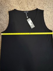 NWT Eileen Fisher Black Silk Jersey Sleeveless Shift Midi Dress L Large