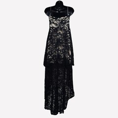 Sequin Hearts Size 13 Black Lace High Low Gothic Dark Romantic Steampunk Dress