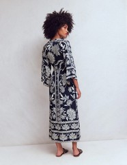 Boden Nell Kimono Midi Jersey Dress Navy Elegant Blossom Size 6R (NWT)