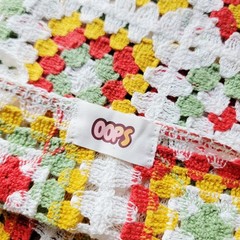 OOPS Multicolor Crochet Granny Square V-Neck Strappy Mini Sundress One Size