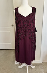 Adrianna Papell Purple Square Neck Sleeveless Sheath Dress Beaded Sequin 8