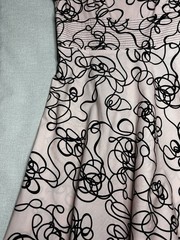Karin Stevens Cotton Fit & Flare Dress Size 12 Pink Black Abstract Midi