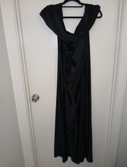 Black Solid Cowl Neck Short Sleeve Long Maxi Dress Women XL Regular Fit
