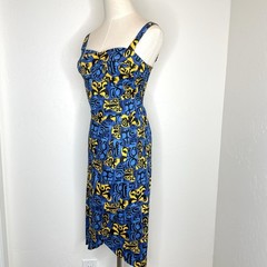 Dixiefried Pinup Couture Tiki Midi Dress Blue Womens XS Crossover Wrap