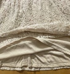 Ivory Crochet Floral Lace Overlay Dress Sz L Fit & Flare Cottagecore Fairycore
