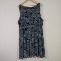 Torrid Skull & Floral Fit & Flare Dress Size 3 Plus Goth Punk Rockabilly emo