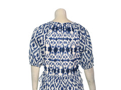Sezane Robe Stella Dress Blue Ikat S 36 Women Raglan Short Sleeve Midi NWT 45351