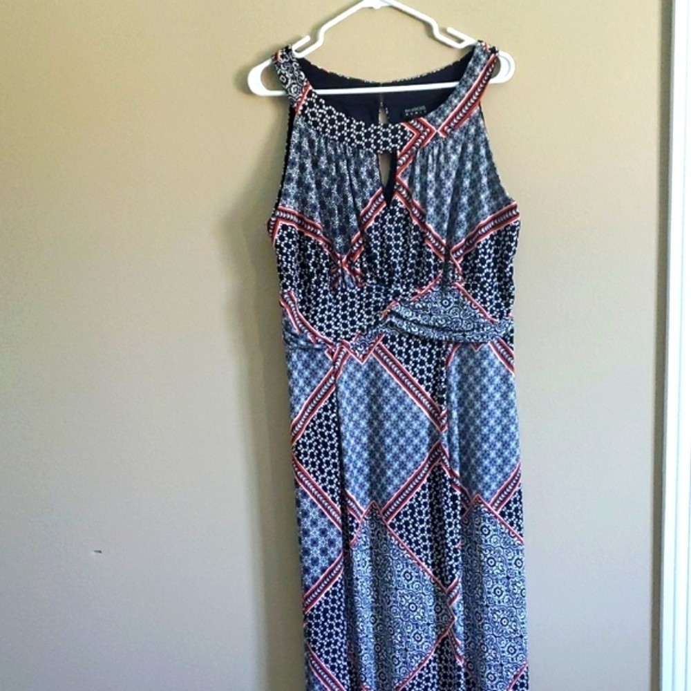 Enfocus Studio GorgeousGeometric Maxi Dress – Black, White, Red