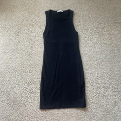 Zara Black Sleeveless Midi Dress Womens Small Stretch Bodycon Tank Dress
