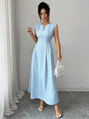 Brand New Pleated Elegant Summer Holiday Wedding Races Flowy Maxi Dress