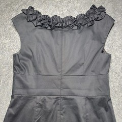 New Directions Women Sz 12 Black Casual Ruffle Neck Sleeveless Dress Lined