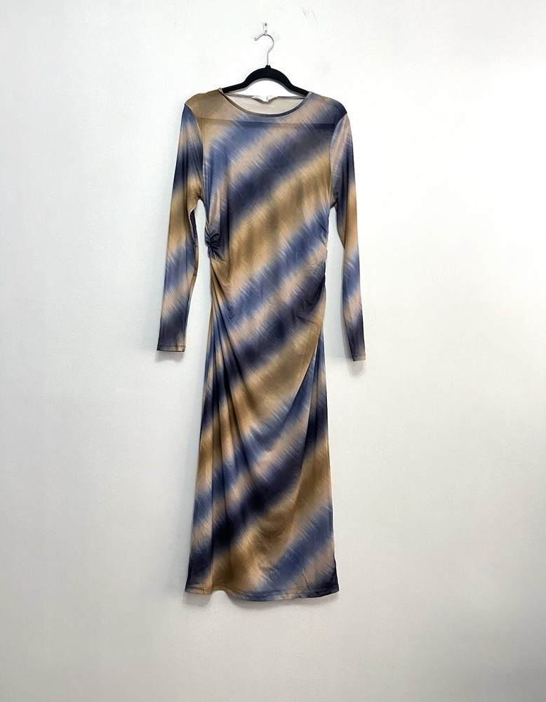 Primark Mesh Sheer Tie Dye Ruched Sides Long Sleeve Dress XL 14/16