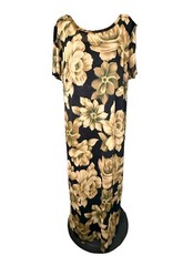 Vintage Lady Dorby Maxi Shift Dress 20W Floral Print W/Metallic Highlights